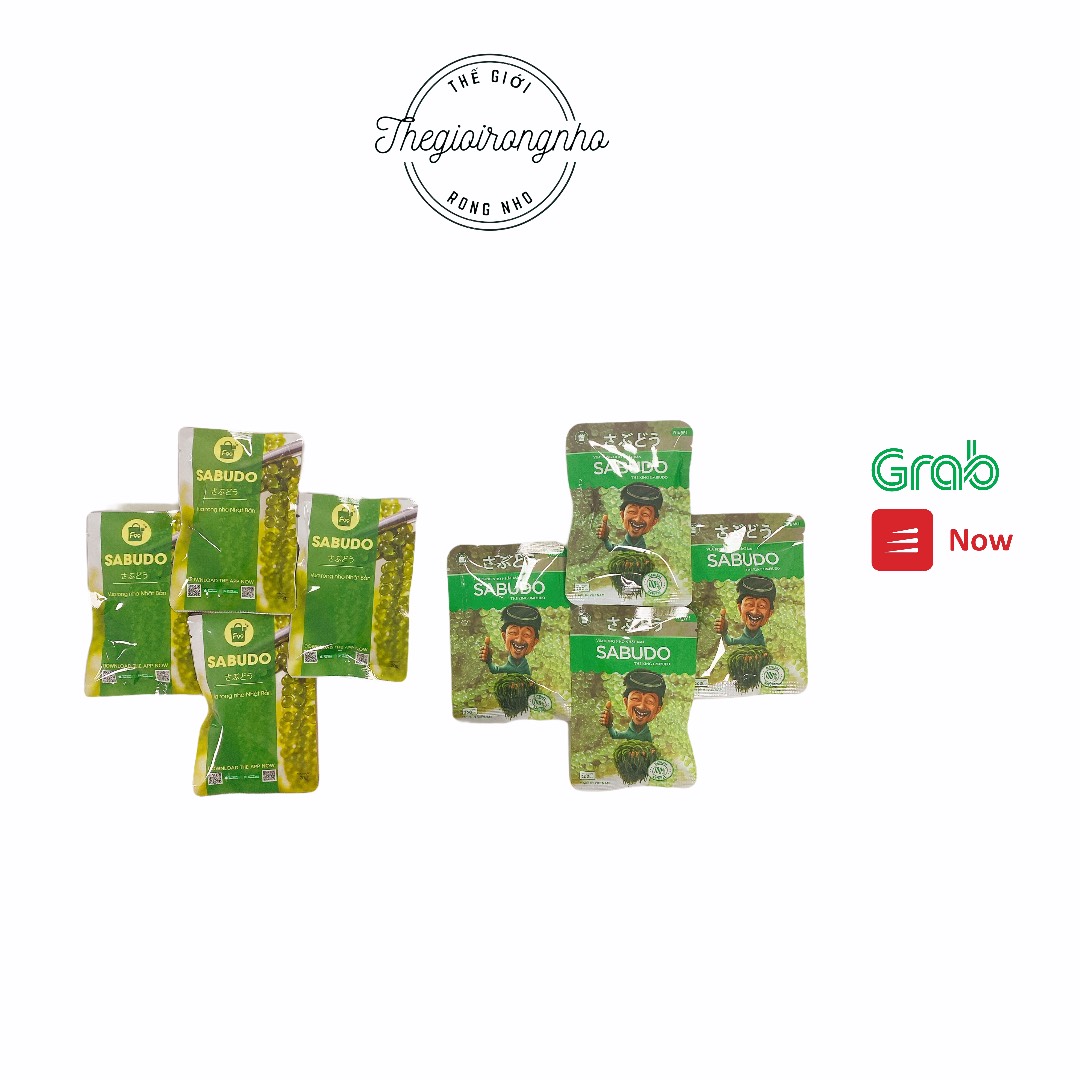 Rong nho tách nước Sabudo combo 4 Gói - Tặng 4 gói sốt Mè Rang, Tổng kho sỉ rong nho giá siêu rẻ, rong nho chính hãng