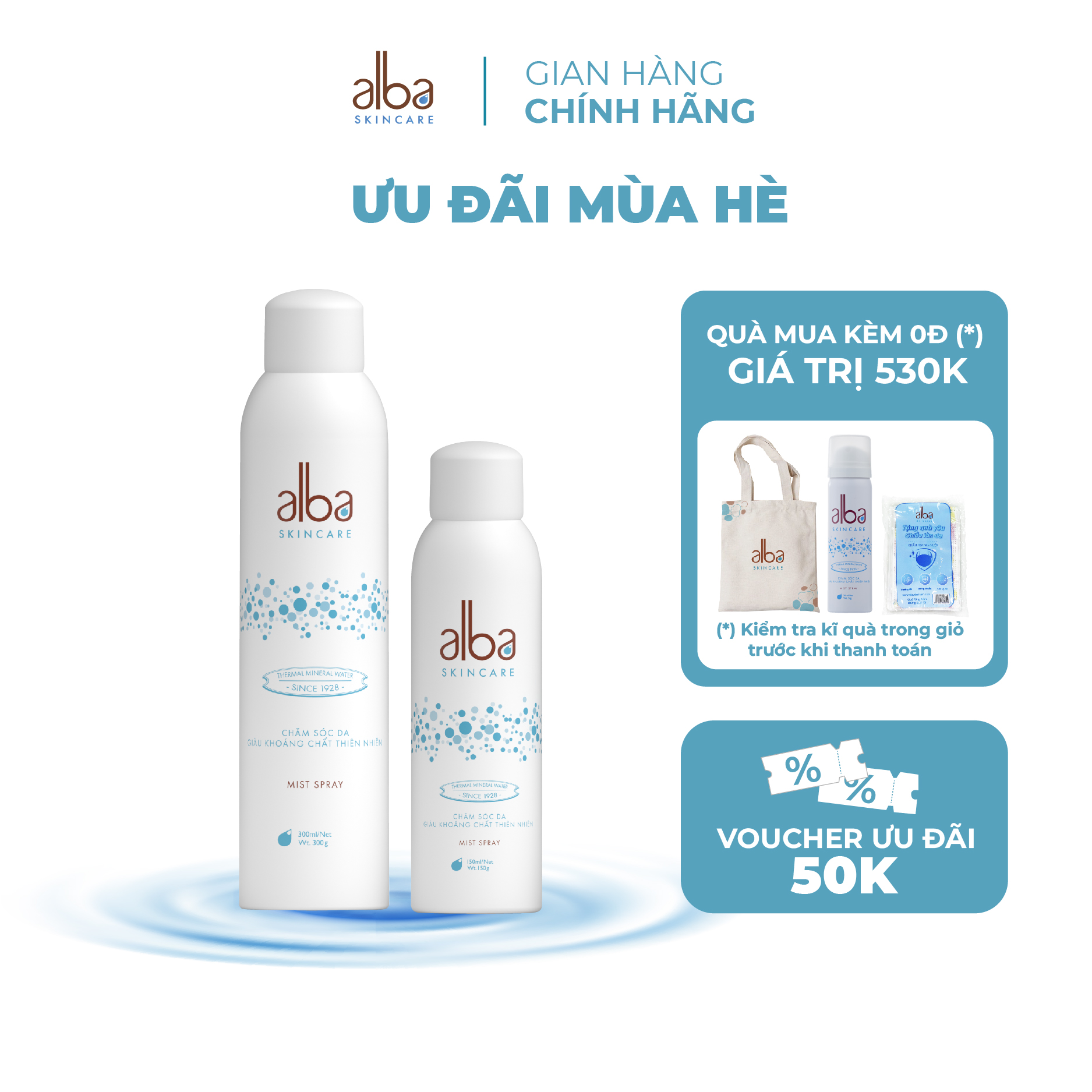 Combo 2 xịt khoáng alba skincare chống lão hóa và dưỡng ẩm cho da
