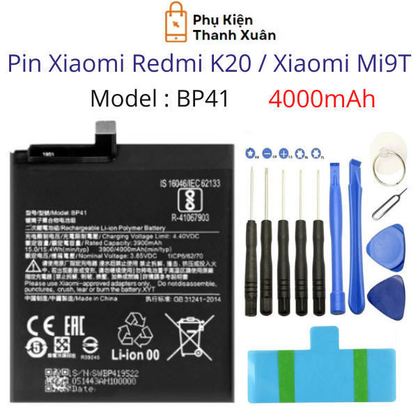 Pin xiaomi redmi k20 / xiaomi mi9t bp41 4000mah | hàng nhập khẩu | tặng kèm bộ tháo mở