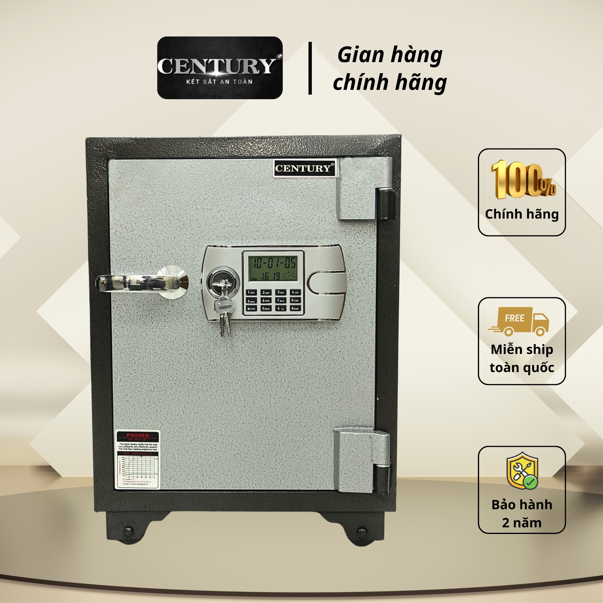 Két sắt Century cao cấp CF554DT 120kg Két sắt điện tử xuất khẩu Hàn Quốc Đựng tiền Chống Cháy An toàn Miễn phí ship toàn quốc