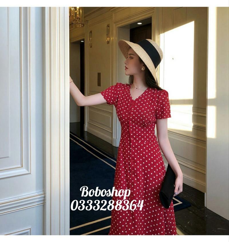 Maxi chấm bi cổ nút