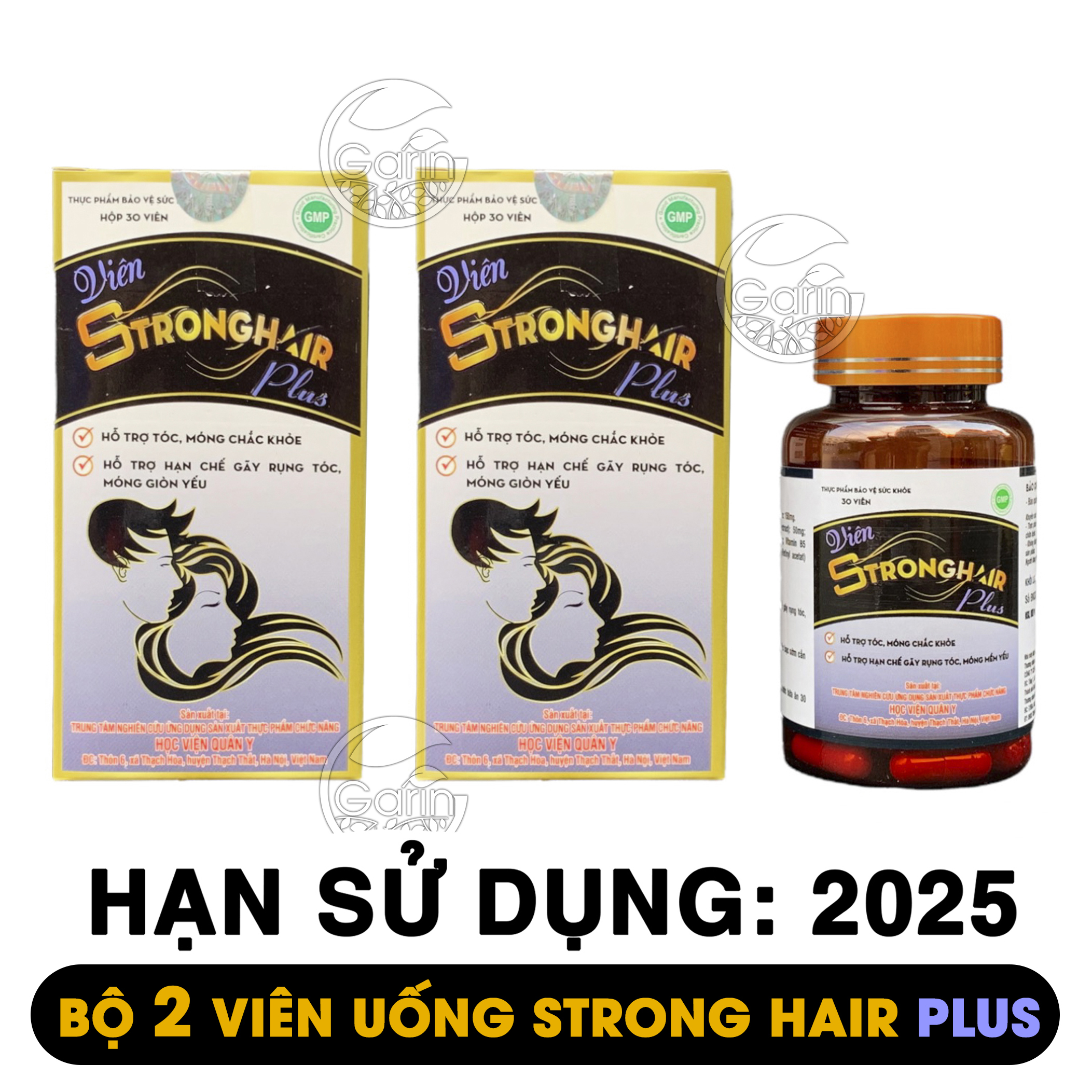 Bộ 2 hộp kích mọc tóc strong hair plus Học Viện Quân Y 30 viên x2 giảm rụng tóc hạn chế tóc bạc sớm kích mọc tóc nhanh hơn gấp 2 đến 3 lần Học Viện Quân Y Việt Nam