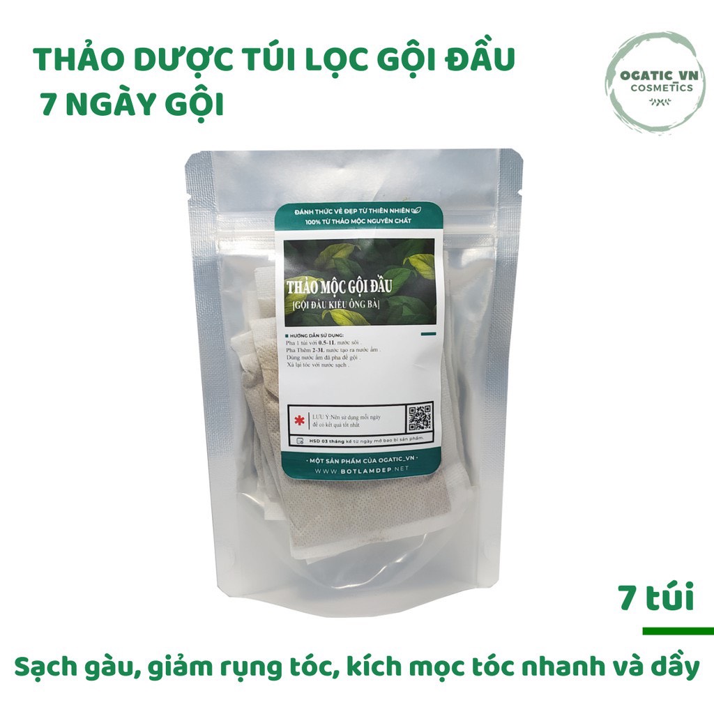 Túi 7 gói lá thơm gội đầu obaxua.