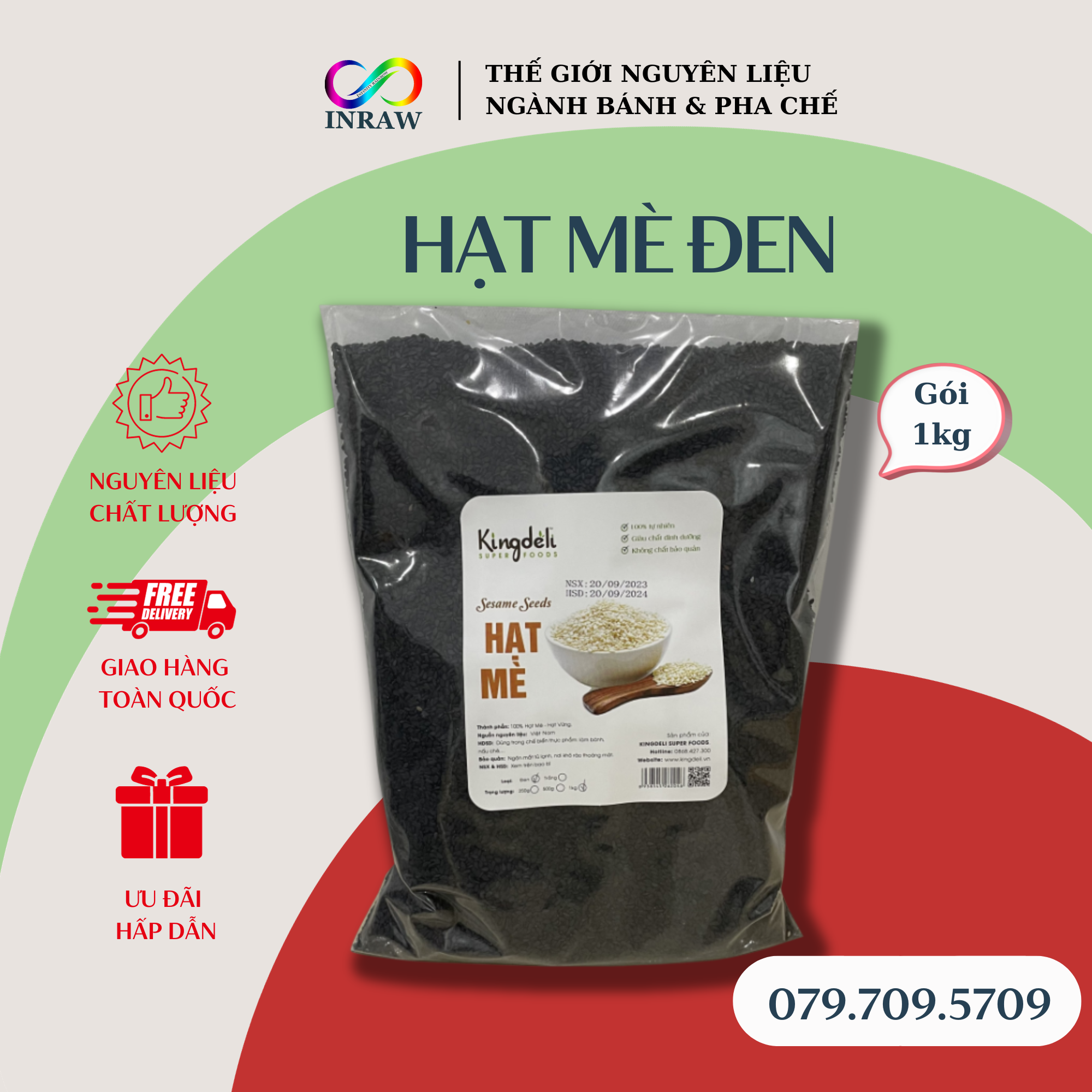 Mè Đen Nguyên Chất Túi 1kg - Black Sesame Seeds