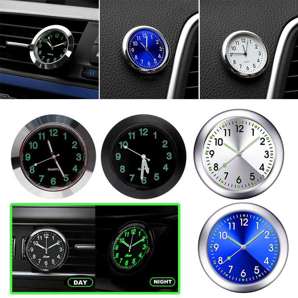 【YF】☒☍ In-Car Mini Car Automobiles Internal Stick-On Mechanics Quartz Clocks Ornament 40mm 43mm