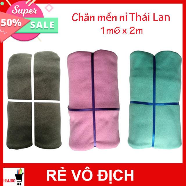 [HCM][XẢ KHO 3 NGÀY] Chăn Mền Nỉ Thái Lan Cao Cấp – 3 màu lựa chọn – Kích thước 1m6x2m – TL: 250-400gr – HALIDO – UY TÍN