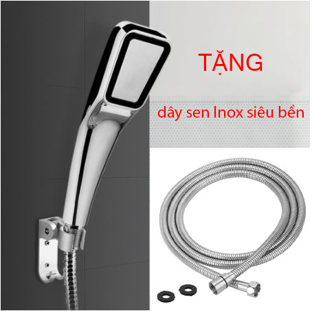 [ SALE OFF ] Vòi sen Tay Sen Tăng Áp Mặt Vuông ABS Siêu Bền TẶNG Kèm Dây Cấp Nước Tiêu Chuẩn Inox