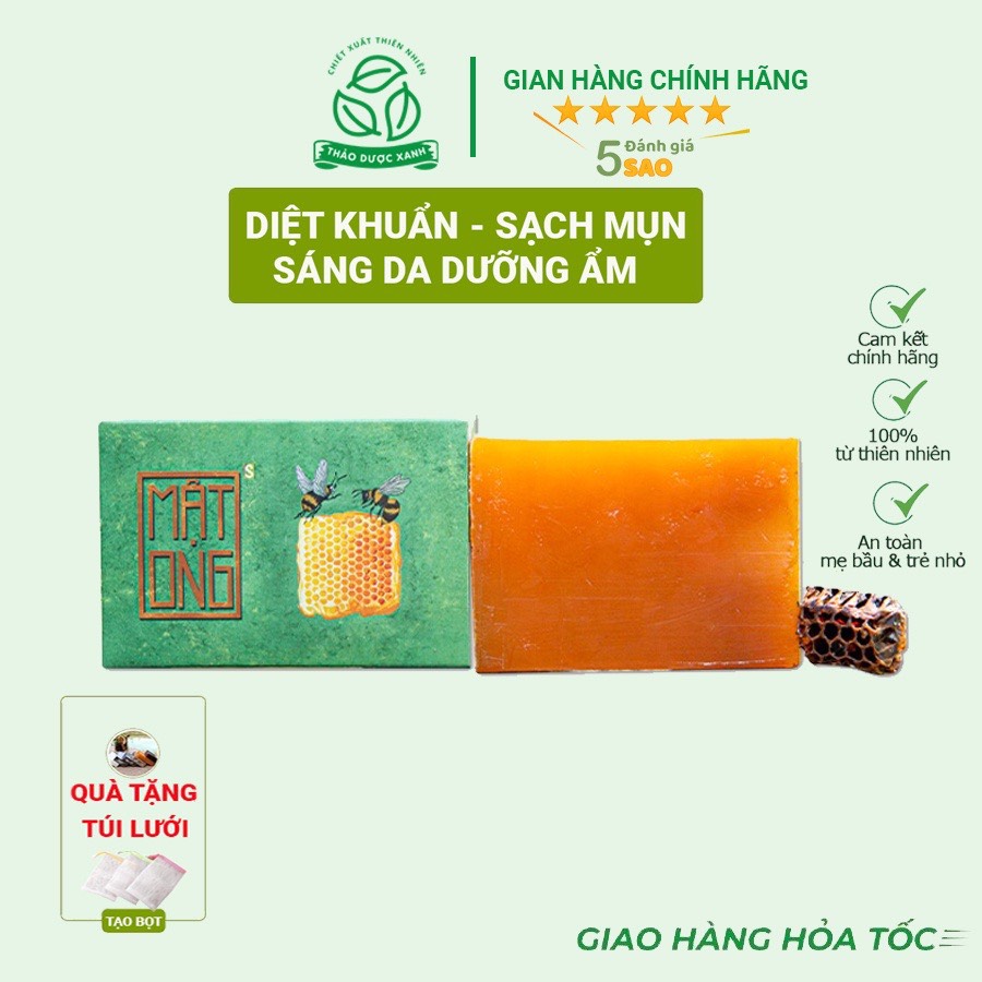 Xà bông nghệ mật ong - xà phòng thảo dược sáng da, ngừa thâm 100% thiên nhiên