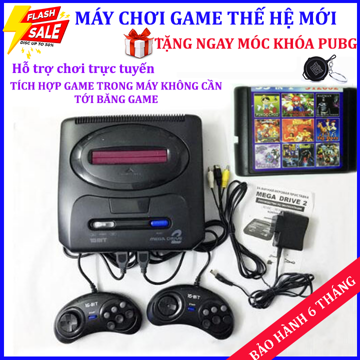 Máy chơi game điện tử cầm tay Sega Ganesis 3(16bit), máy chơi gamer 6 nút,máy game băng nhựa 3 tích hợp game trong máy+ Tặng móc khóa PUBG trị giá 50k
