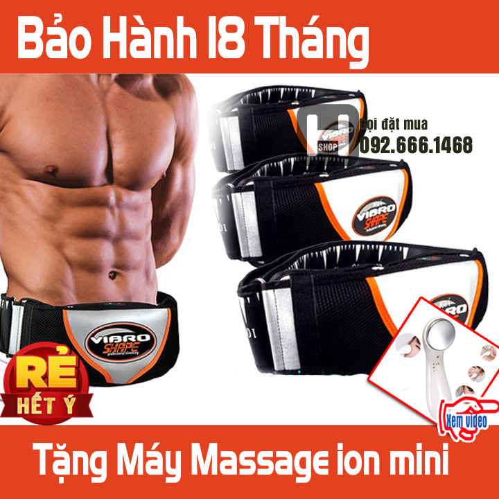 Đai massage Giảm Mỡ Bụng VIBRO SHAPE Giảm Mỡ Bụng Hiệu Quả Bảo Hành 18 Tháng Tặng 1 Máy Massage ion Mini
