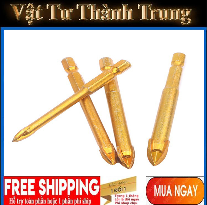 Bộ 4 mũi khoan kính đa năng 4 cạnh khoan kính,thủy tinh,gạch men6-12mm