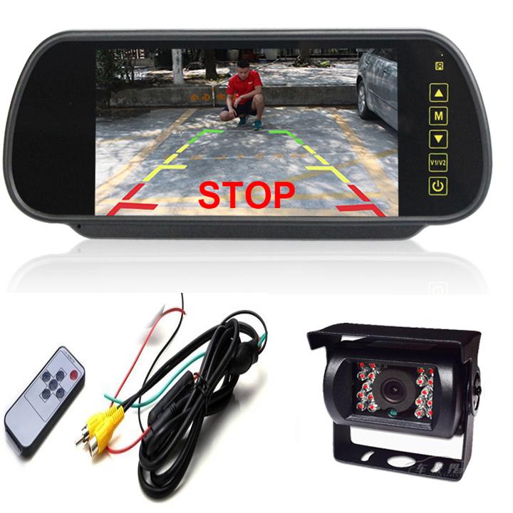 Combo màn hình ô tô ốp gương 7 inc và camera lùi cho xe tải xe buýt yl-824