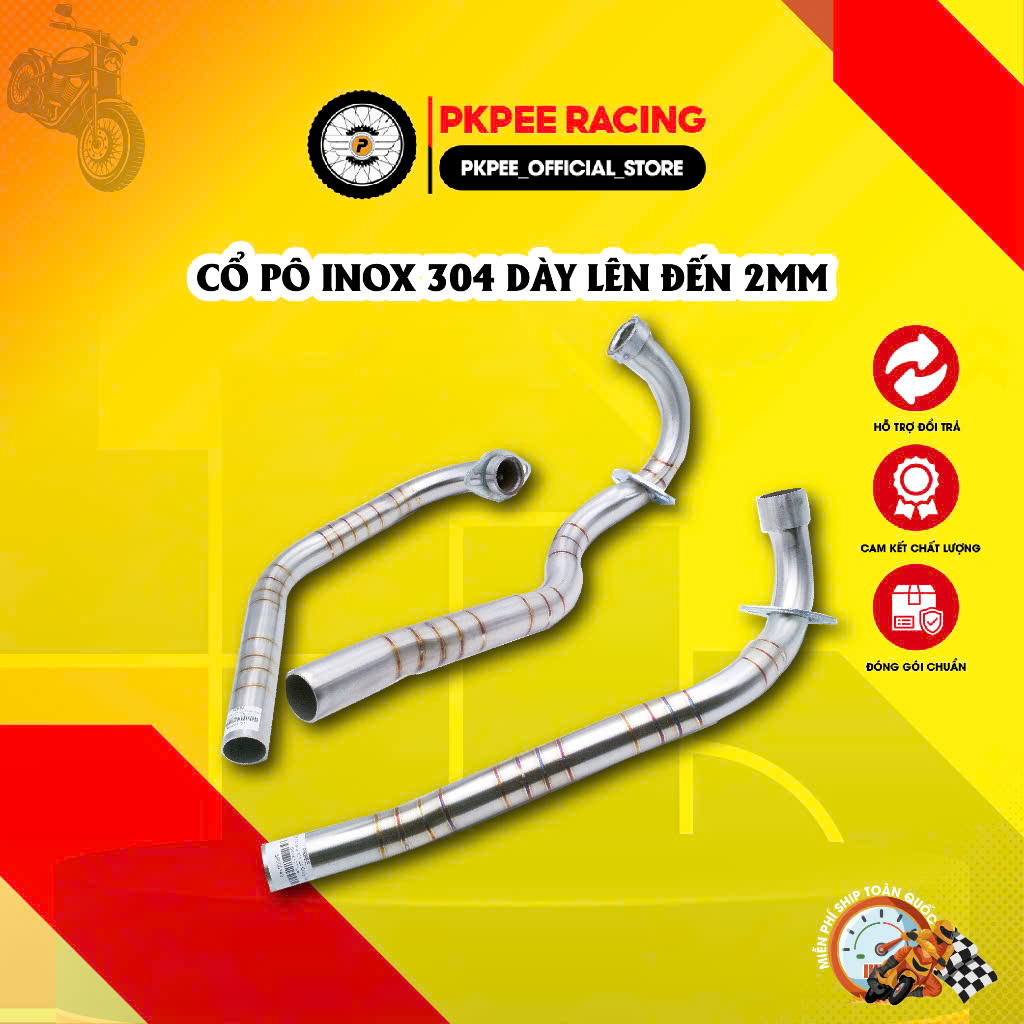 Cổ Pô Inox 304 Mối Hàn Titan Cực Đẹp Dream, Wave, Fu Neo, Future Led, Sirius, Sirius Fi, Exciter, Raider, Satria, Vario