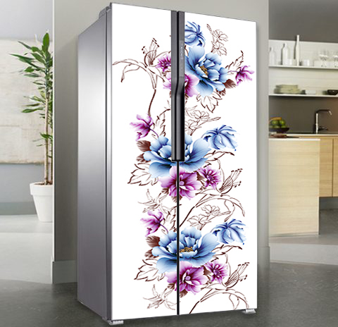 Decal cao cấp chống thấm dán tủ lạnh - Hoa 01-2023