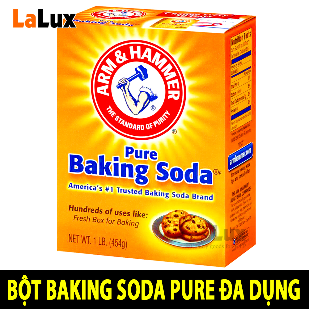 Bột Baking Soda PURE Đa Công Dụng 454Gram - Baking Sodd Chất Lượng Tốt, Hàng Chính Hãng Xuất Xứ Từ Mỹ, Bột Dễ Tan, Hút Ẩm Rất Tốt, An Toàn Sử Dụng