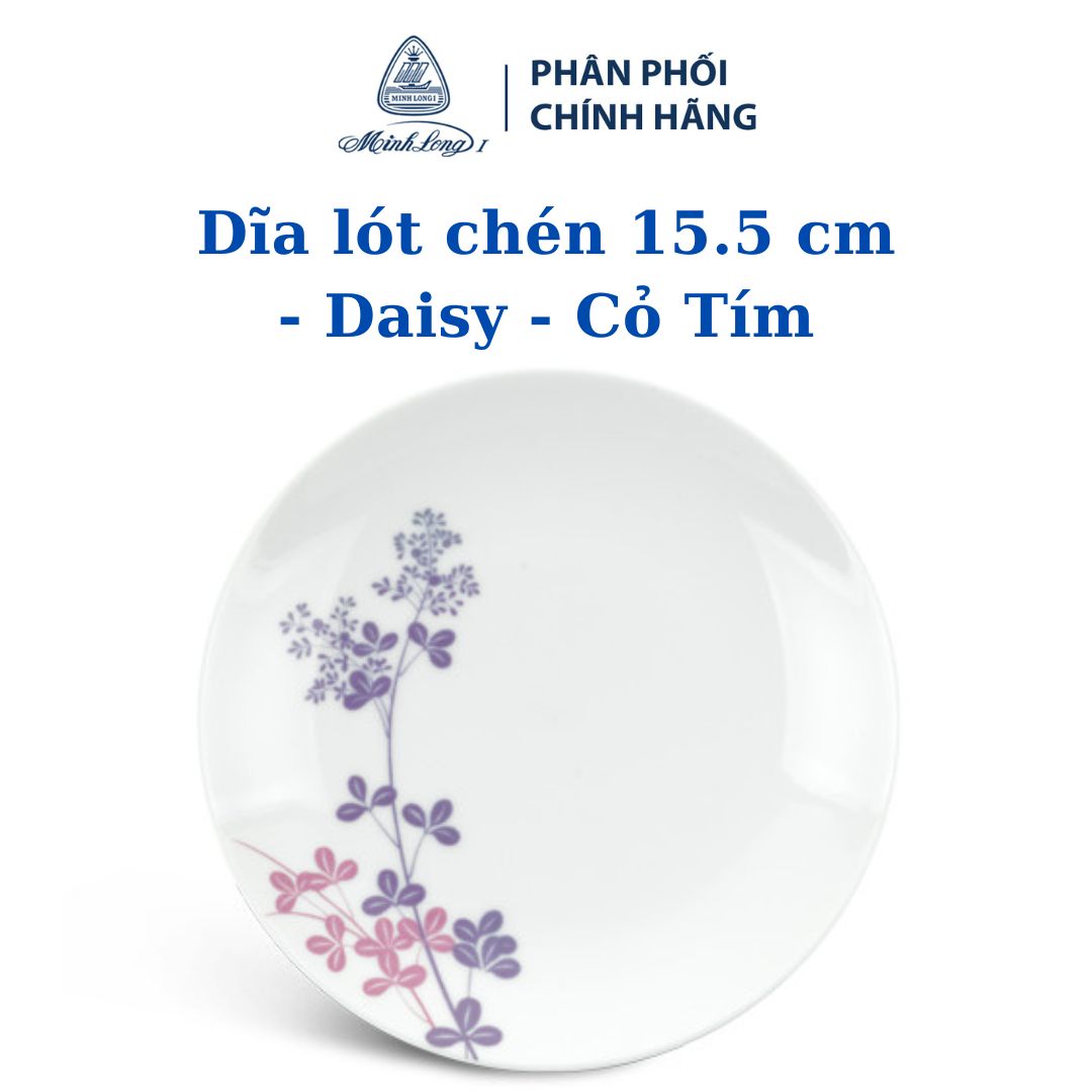Dĩa lót chén 15.5 cm - daisy - cỏ tím - gốm sứ cao cấp minh long