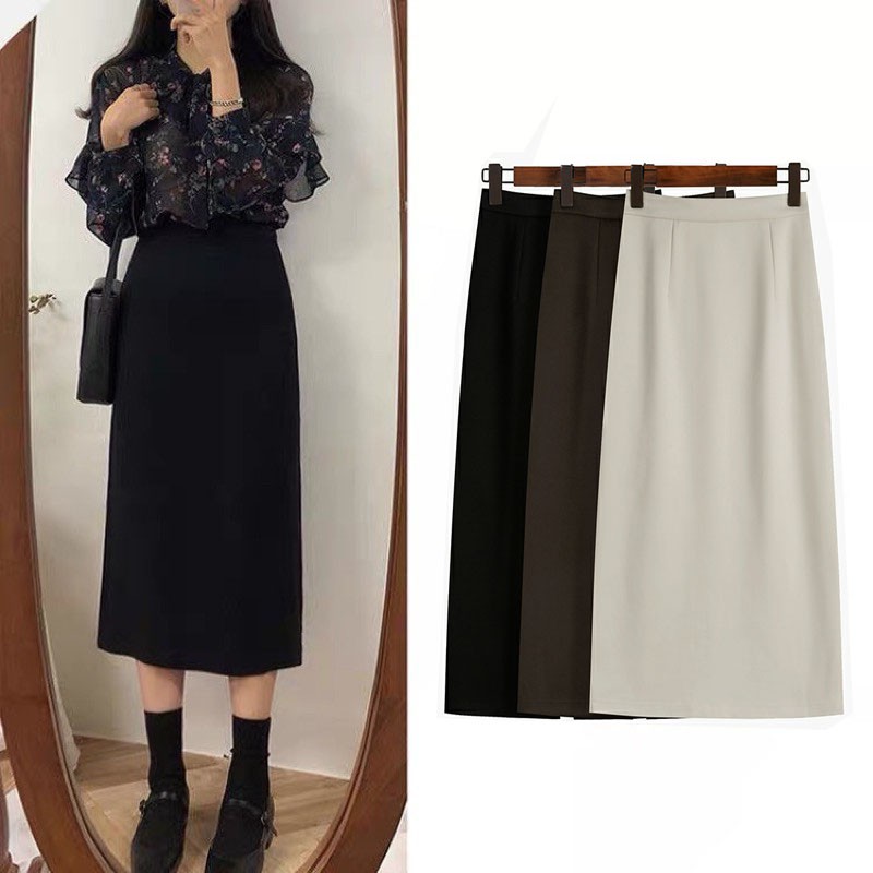 Chân Váy Công Sở Midi Dáng Dài Xẻ Tà Sau Hàng Đẹp Chất Lượng