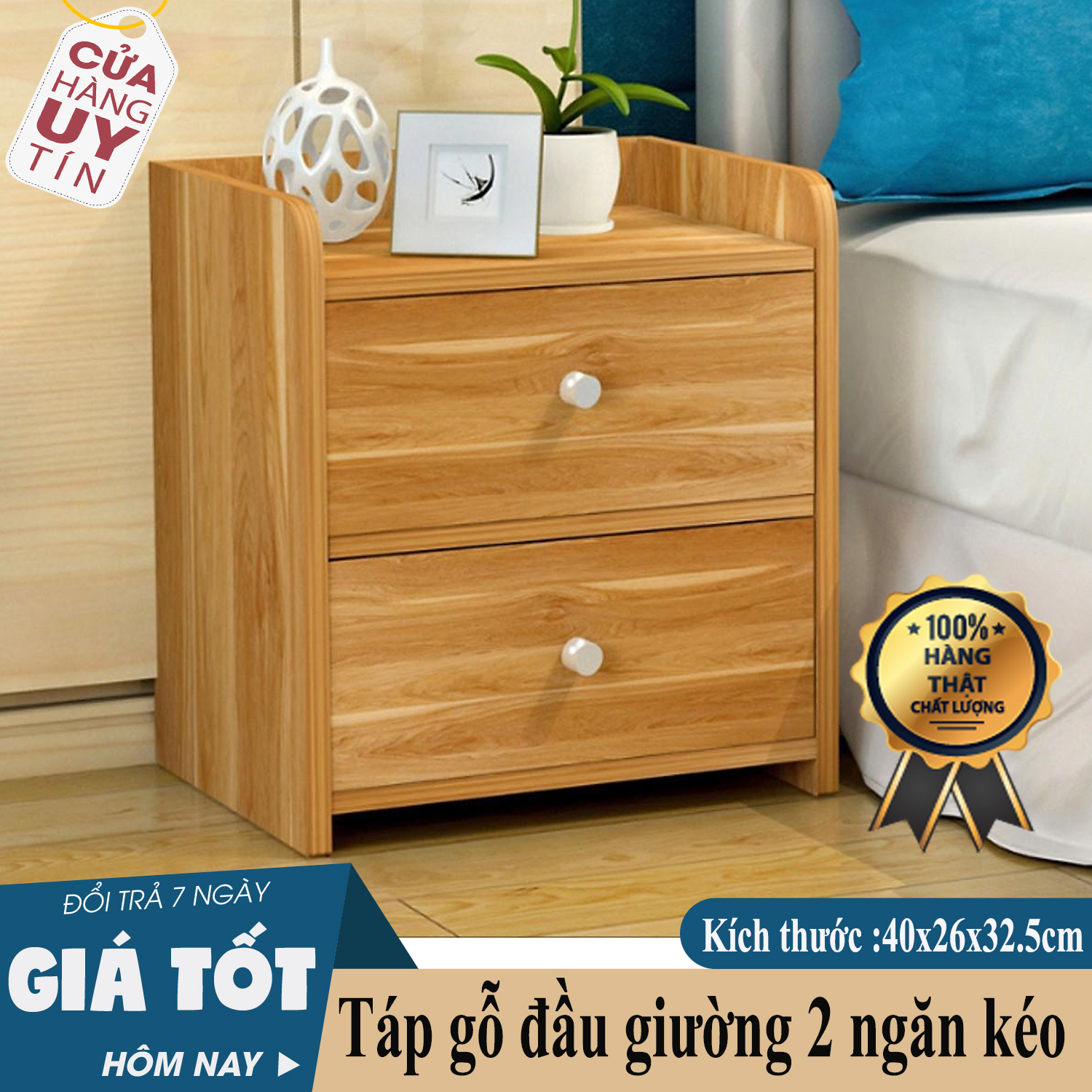 [ Hàng mới ] Tủ đầu giường 2 ngăn kéo, tủ đầu giường, táp đầu giường, tủ nội thất phòng ngủ