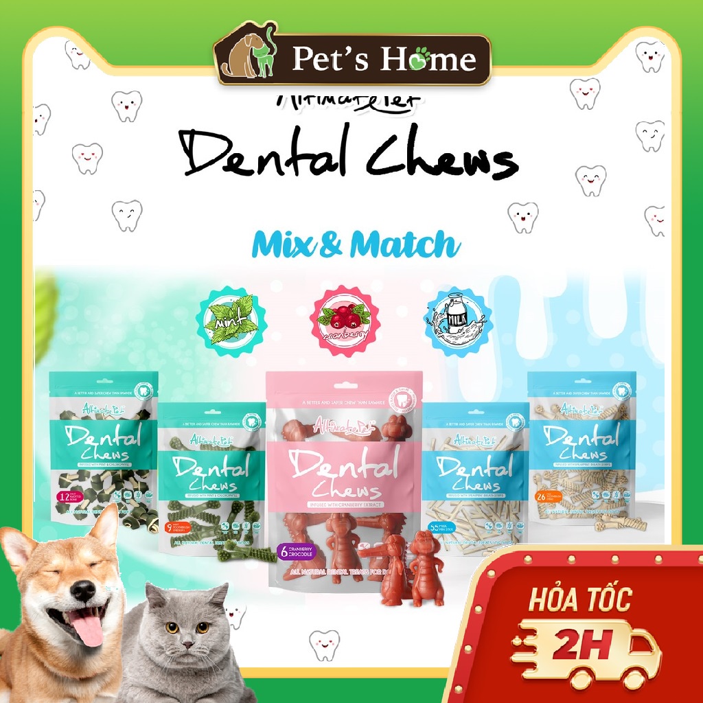 Bánh thưởng Altimate Pet Dental Chew cho chó gặm sạch răng vị bạc hà 150g
