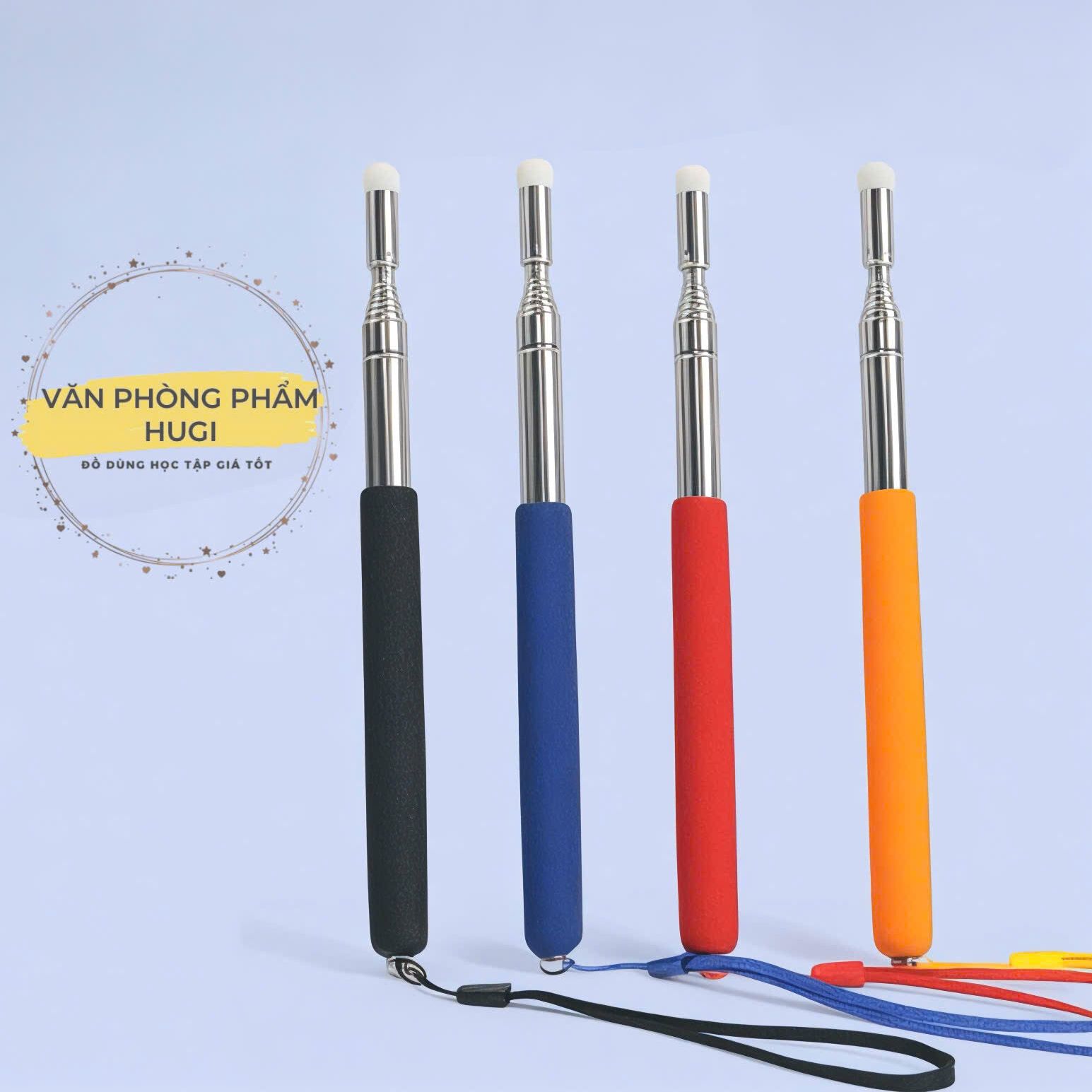 Que chỉ bảng đầu nỉ giáo cụ dạy trong học tập cho giáo viên có thể thu gọn và kéo dài (dài 1m có dây treo)