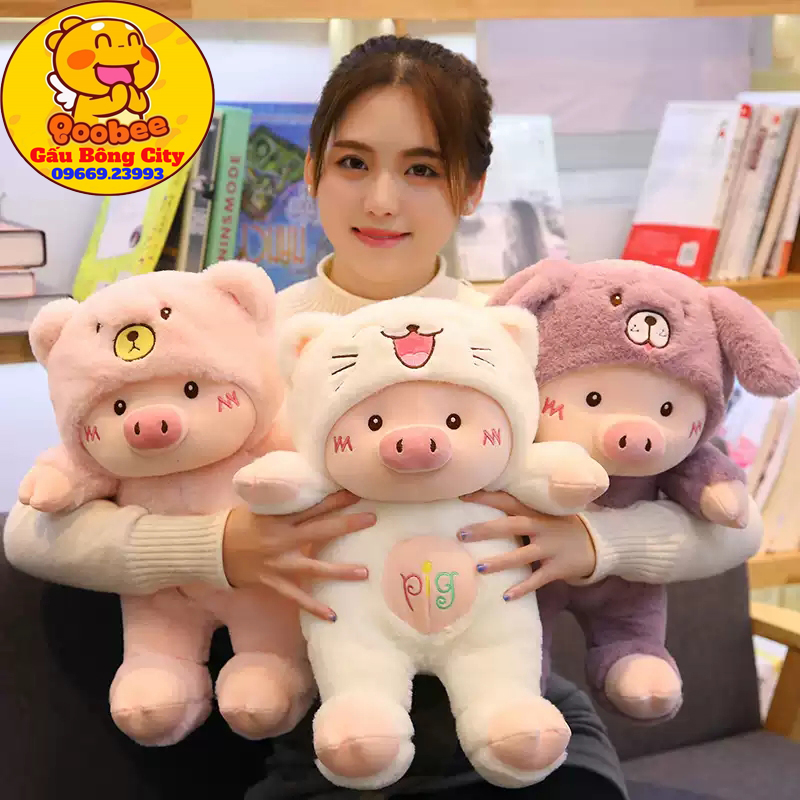 Gấu bông heo pig mũ - thú nhồi bông heo lợn cao cấp gấu bông city
