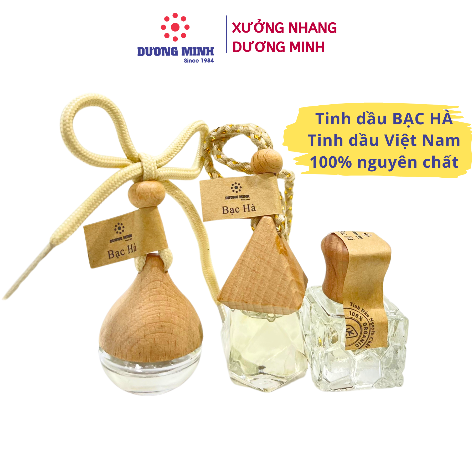 Tinh dầu bạc hà nguyên chất Dương Minh-tinh dầu Việt Nam 100% thành phần tự nhiên, treo xe treo phòng, được chưng cất tại Việt Nam không dùng hương liệu hóa chất