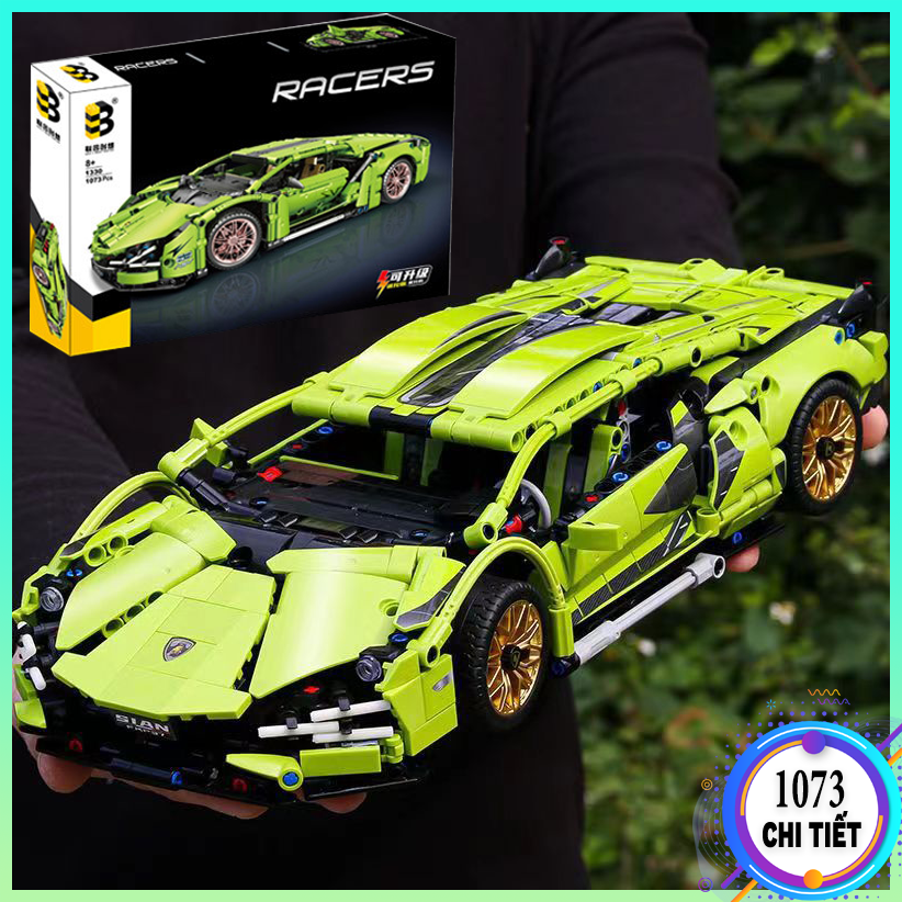 Bộ đồ chơi lắp ráp xe đua Lamboghini Aventardo 1073 chi tiết siêu xe đua mô hình lắp ráp xếp hình ô tô thể thao đồ chơi cho bé