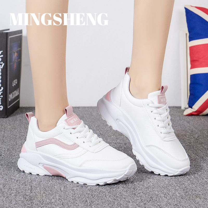  mingsheng giày thể thao giày trắng đế thấp ren mới của phụ nữ giày thể thao và giải trí 