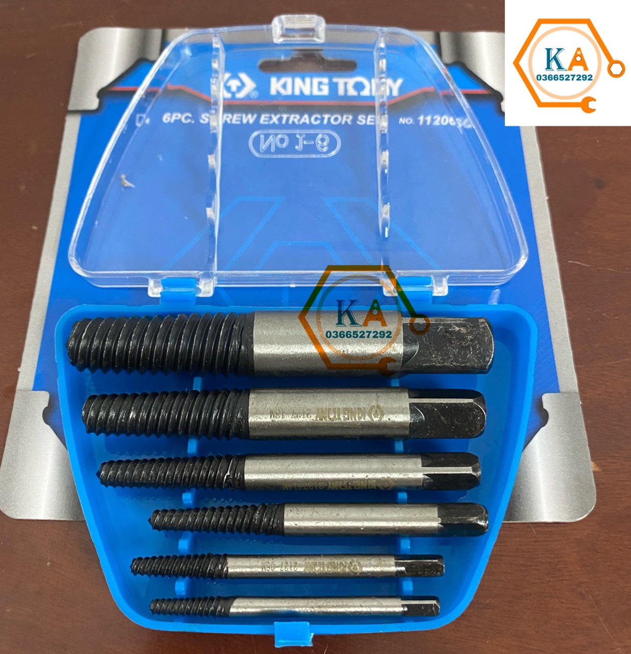 Bộ tháo ốc gãy to kingtoni 6 mũi, bộ tháo lấy ốc gãy, vặn ốc vít đầu ống nước hư gãy