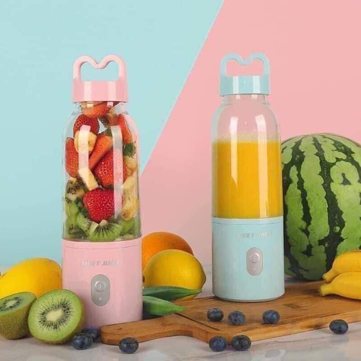 Máy xay sinh tố, máy xay hoa quả mini cầm tay meet juice 500ml cao cấp, cực mạnh và an toàn