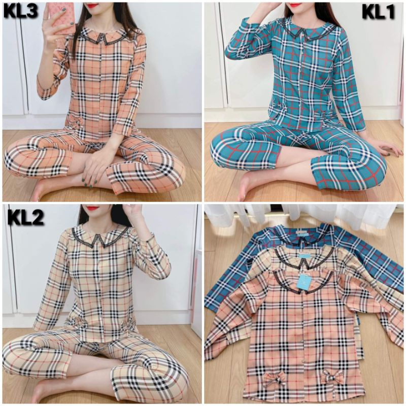 Đồ bộ mặc nhà nữ, quần áo mặc nhà mẫu kẻ kiểu dáng mới xinh