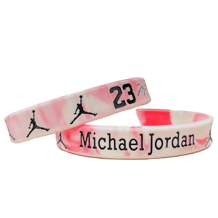 Vòng tay NBA vòng tay bóng rổ NBA cao su Michael Jordan, Stephen Curry, Lebron James, Kyrie Irving... màu trắng có phản quang phát sáng