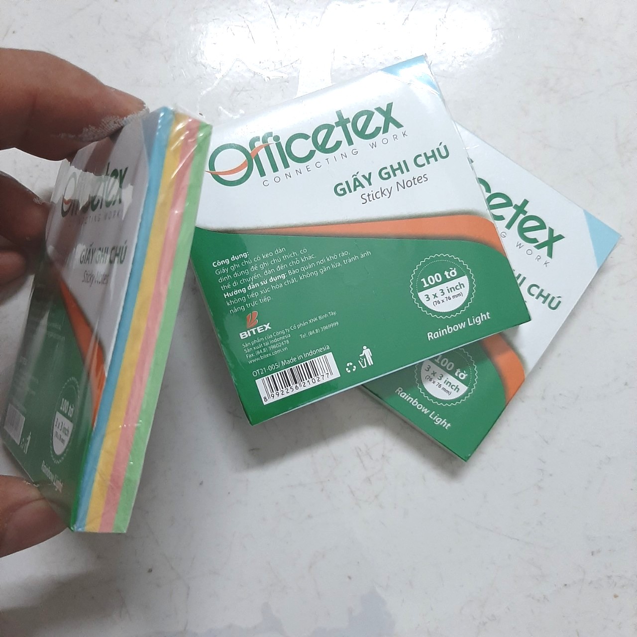Giấy note/ ghi chú Officetex Rainbow - Xếp lớp 4 màu