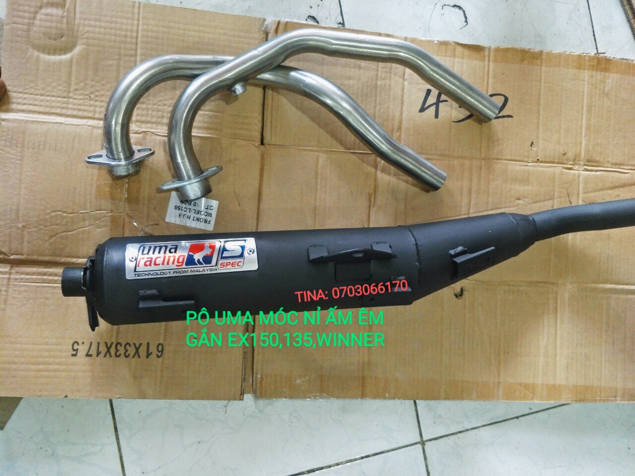 Pô uma gắn xe exciter 135 150 winner pô móc nỉ full cổ inox