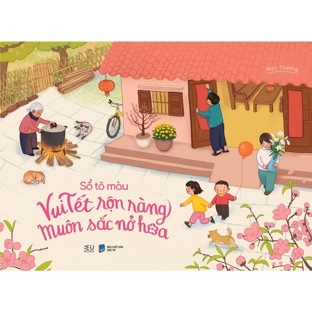 SÁCH TÔ MÀU: Tô màu ngày Tết+ màu của Tết+vui Tết rộn ràng+ hoa văn Đại Việt (TẶNG POSTCARD KHI MUA COMBO)