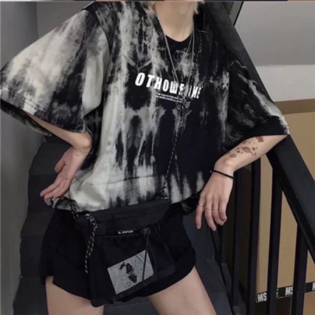 Áo Thun Unisex Nam Nữ Cộc Tay Dáng Rộng ⚡FREESHIP⚡ 🦋 Áo Phông Loang Thái OTHEWHERE 🦋 Áo Mùa Hè Cá Tính