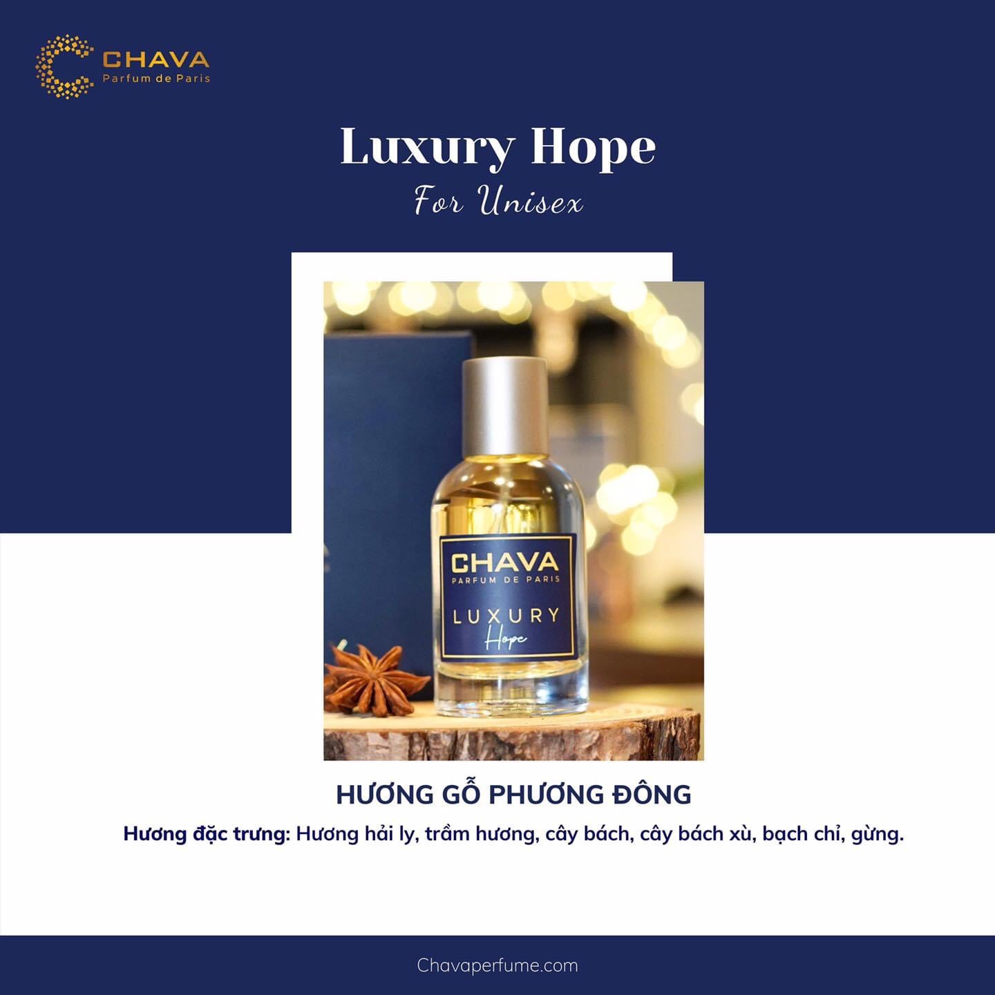 Nước Hoa Uni CHAVA LUXURY HOPE - 50ML (Hướng mùi Tomford Oud Wood)