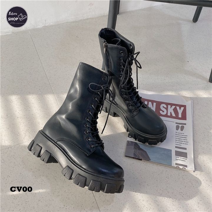 Giày bốt nữ cổ vừa 20cm đế 5cm - cv00