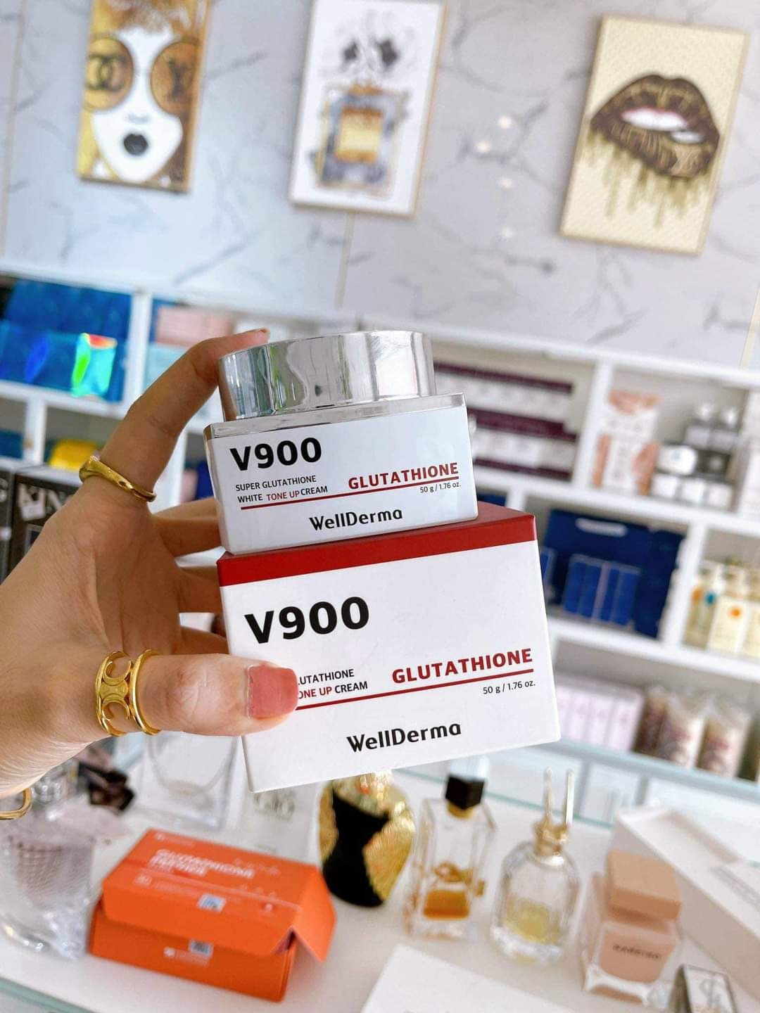 KEM SIÊU DƯỠNG TRẮNG NÂNG TÔNG DA WELLDERMA V900 SUPER GLUTATHIONE WHITE TONE UP CREAM 50G - 15344