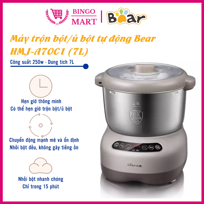 Máy trộn bột, máy nhồi bột, máy nhào bột bear cao cấp dung tích 7l - model hmj- a70c1 - bh 1 năm - bingo mart