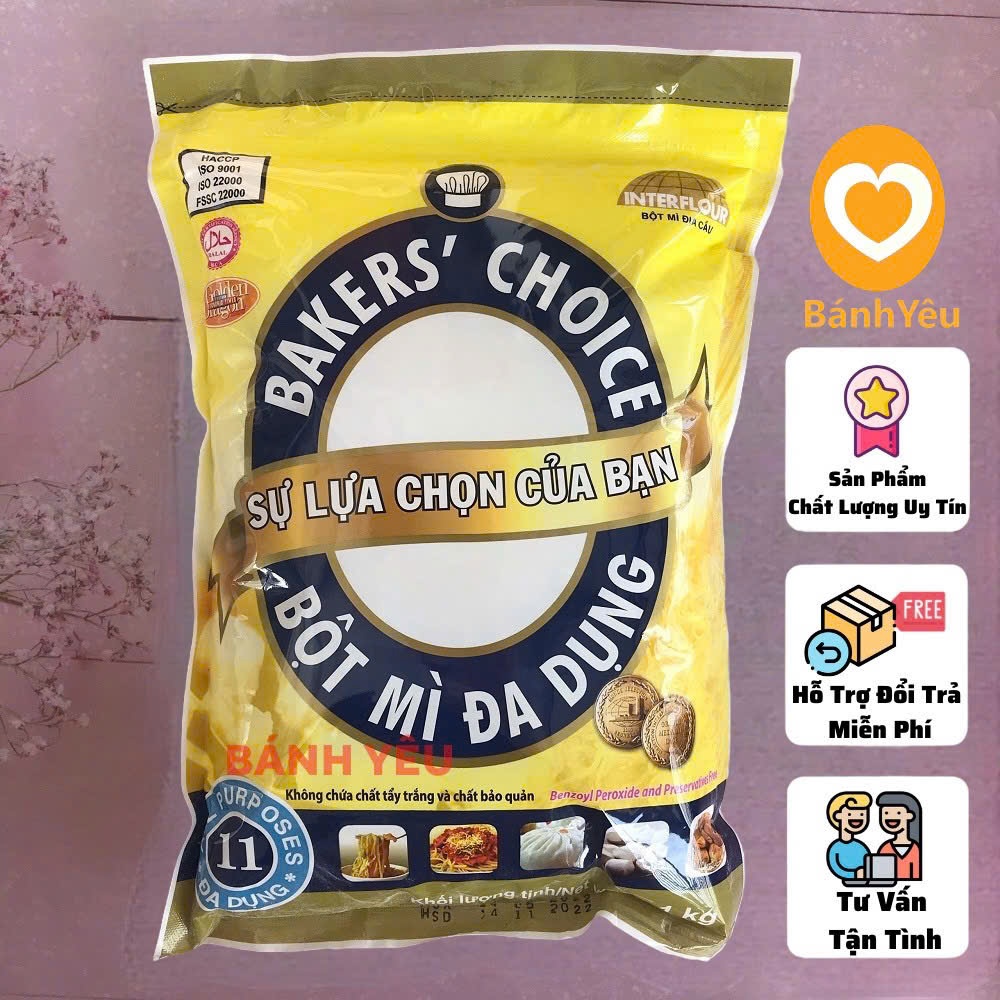 Bột Mì Số 11 Bakers Choice 1kg dùng làm các loại bánh,..