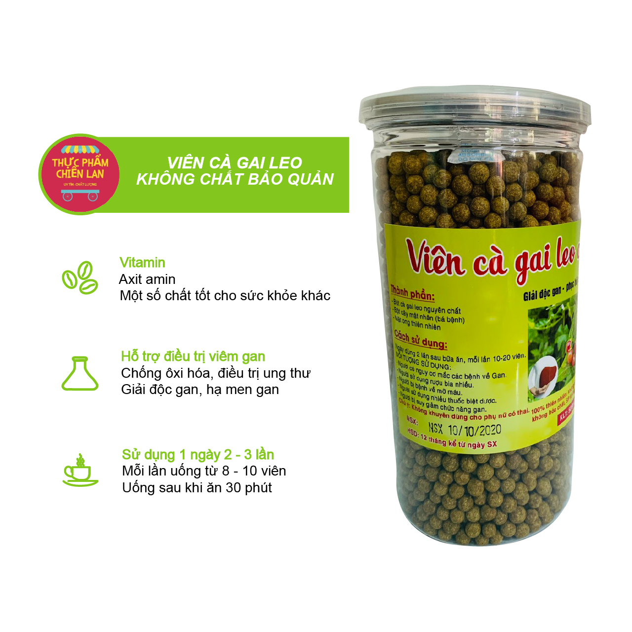 Viên cà gai leo cây mật nhân, hỗ trợ cải thiện chức năng gan