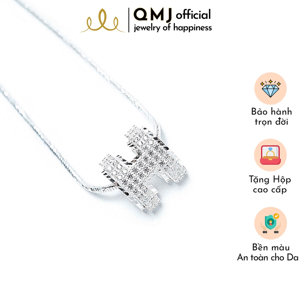 QMJ Dây chuyền bạc 925 cao cấp Chữ H vip nạm đá tinh tế thiết kế độc lạ, thích hợp với cô nàng thích sự độc và lạ trang sức thời trang nữ đẹp - QDL1333