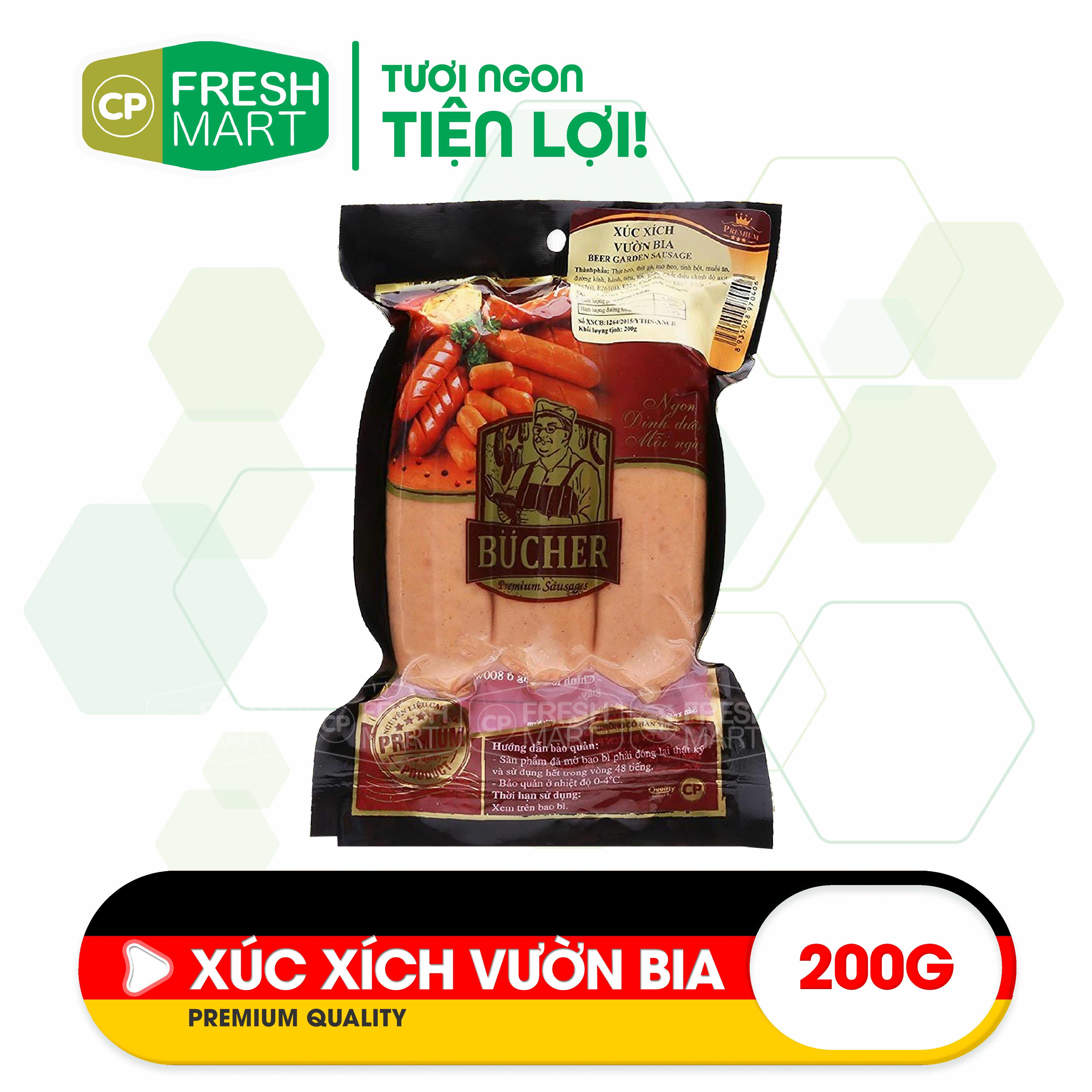 Xúc xích vườn bia bucher 200g - xúc xích cp foods - thơm ngon tiện lợi - cp fresh mart
