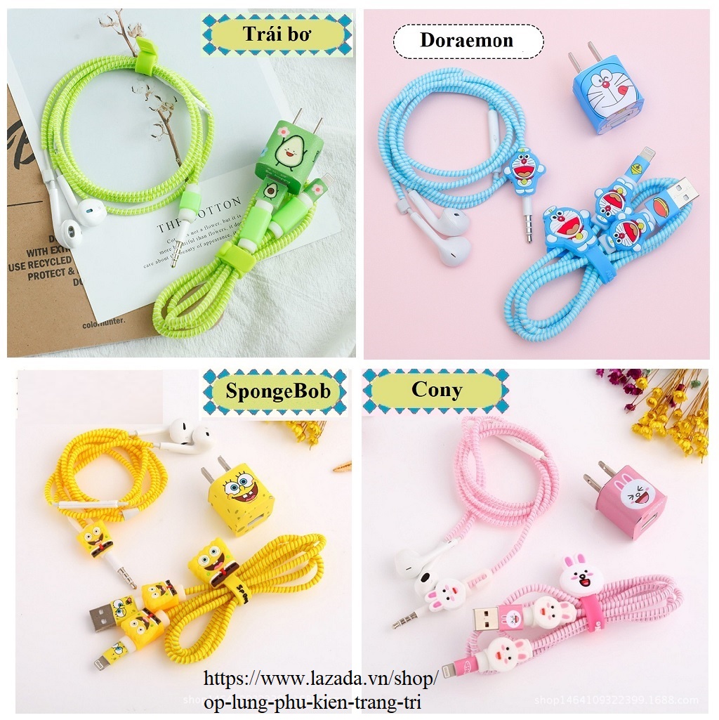 [Giá Siêu Rẻ] Bộ dây quấn bảo vệ dây sạc và dây tai nghe cho IPhone nhiều hình thật dễ thương,siêu cute