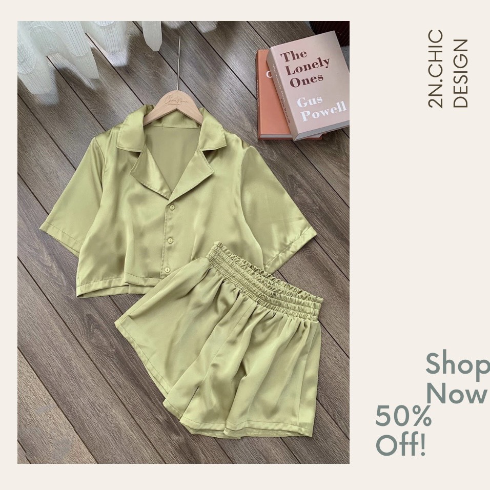 Bộ lụa cao cấp pijama fiona, bộ ngủ xinh trendy