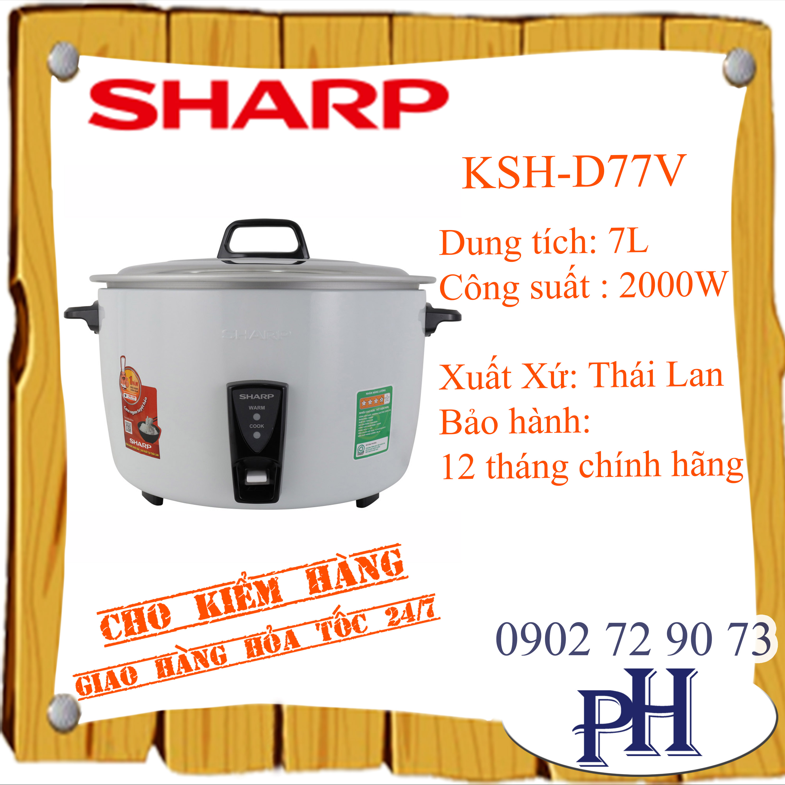 Nồi cơm điện sharp 7 lít ksh-d77v