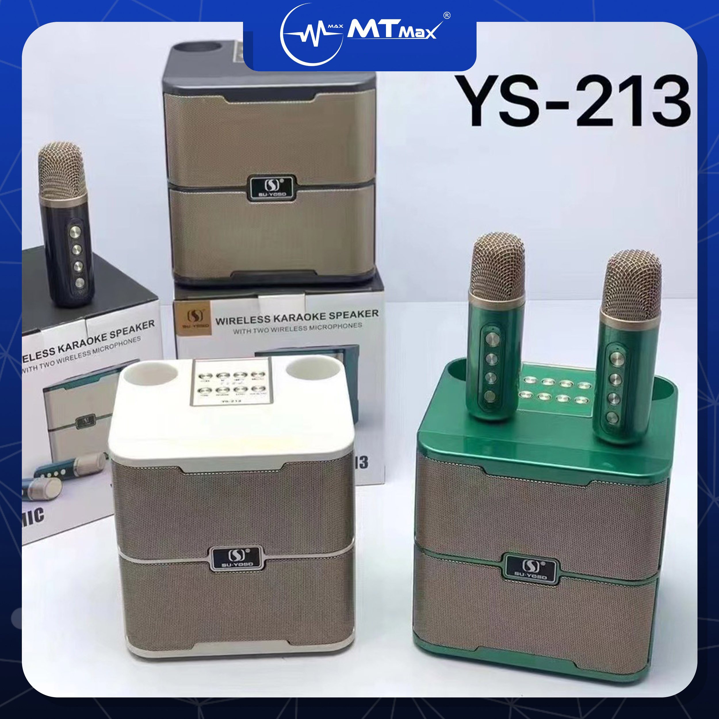Loa bluetooth karaoke YS-213 - Tặng kèm 2 micro không dây