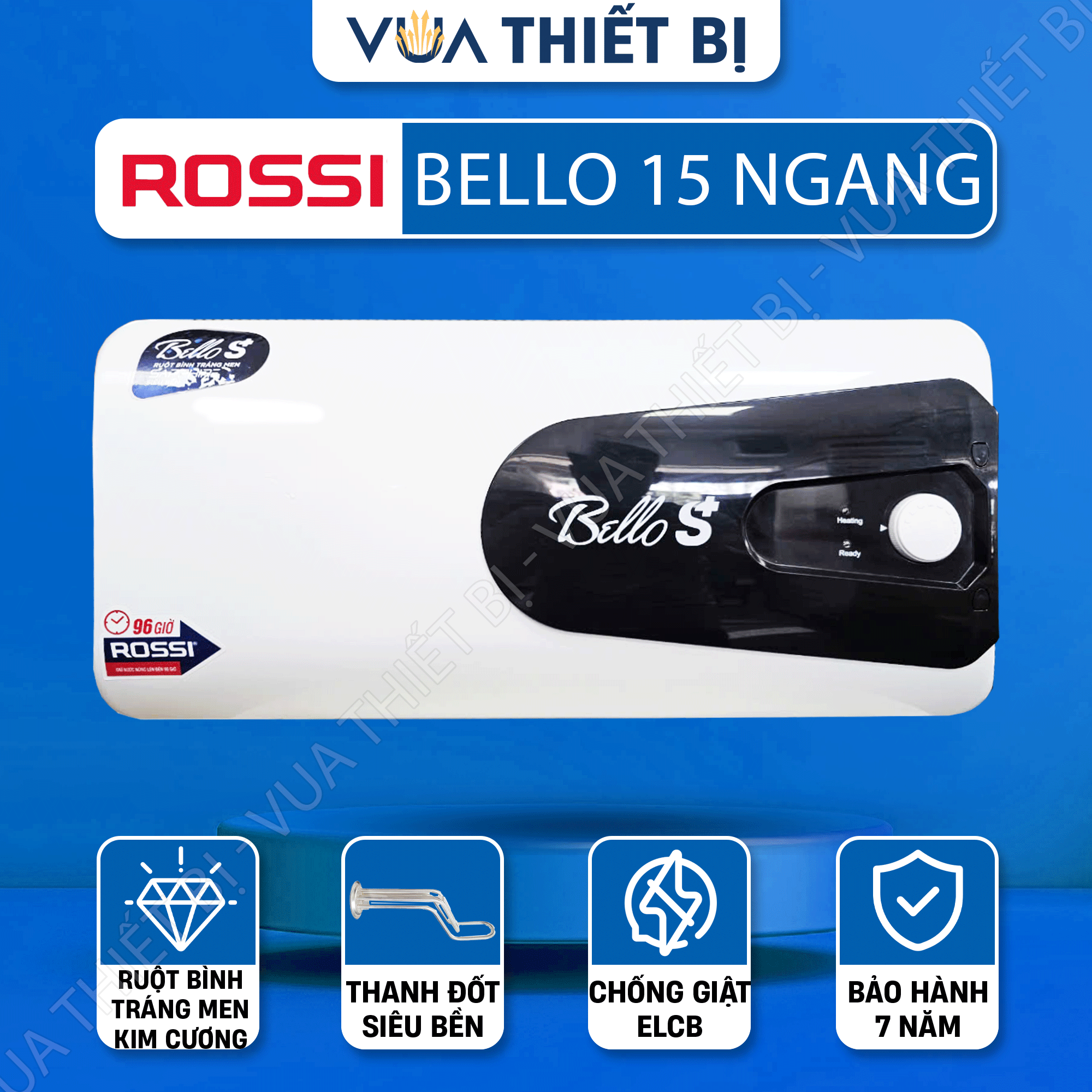 Rossi Bello 15/20/30L lít ngang – Bình nóng lạnh gián tiếp chống giật - RBS 15/20/30SL