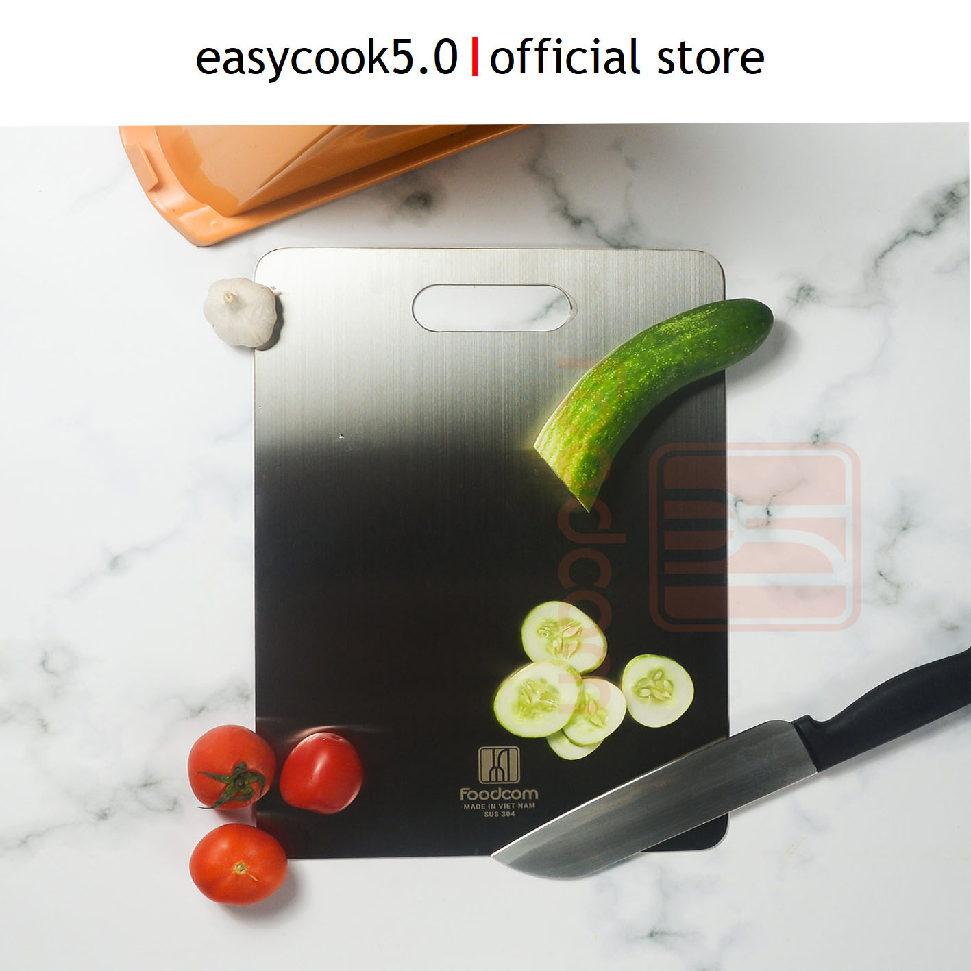 Thớt inox cao cấp Foodcom kháng khuẩn chống mùi nhỏ gọn bền chắc trọn đời không hoen gỉ made in vietnam